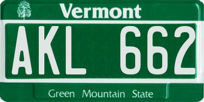 VT license plate AKL662