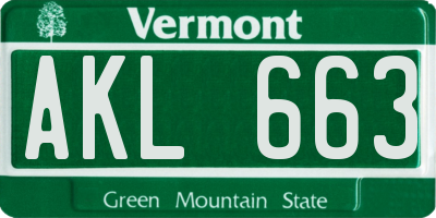 VT license plate AKL663