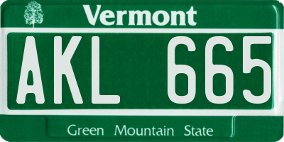 VT license plate AKL665