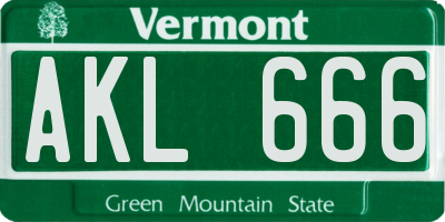 VT license plate AKL666