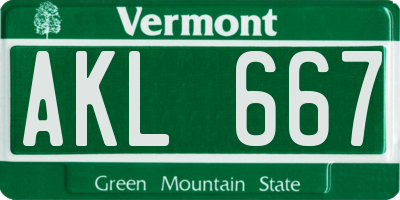 VT license plate AKL667
