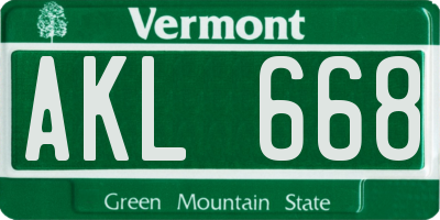 VT license plate AKL668