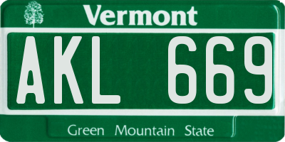 VT license plate AKL669