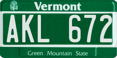 VT license plate AKL672