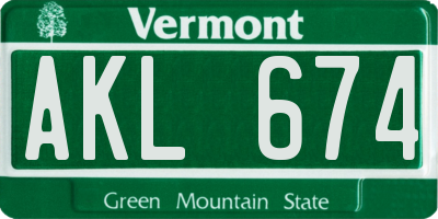 VT license plate AKL674