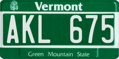VT license plate AKL675