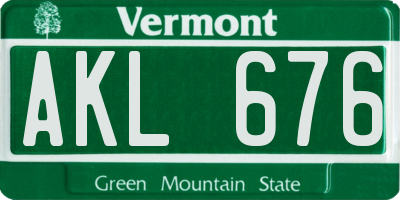 VT license plate AKL676