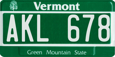 VT license plate AKL678