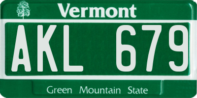 VT license plate AKL679