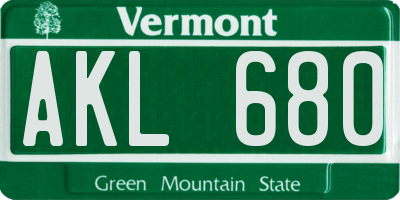 VT license plate AKL680