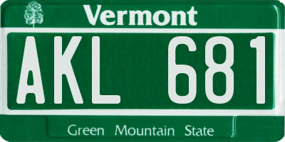 VT license plate AKL681
