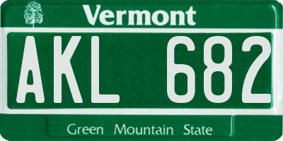 VT license plate AKL682
