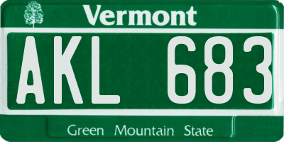 VT license plate AKL683