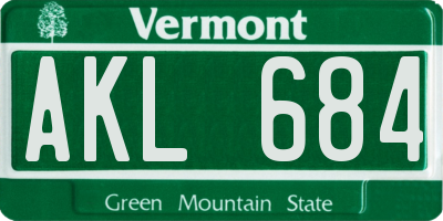 VT license plate AKL684