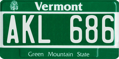 VT license plate AKL686