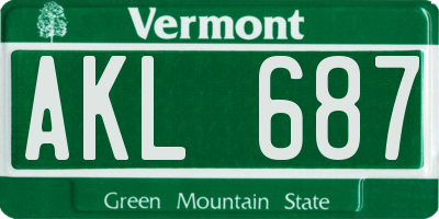 VT license plate AKL687