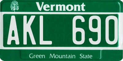 VT license plate AKL690