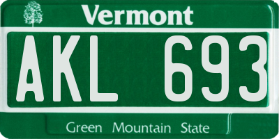 VT license plate AKL693