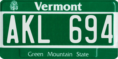 VT license plate AKL694
