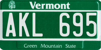 VT license plate AKL695