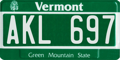 VT license plate AKL697