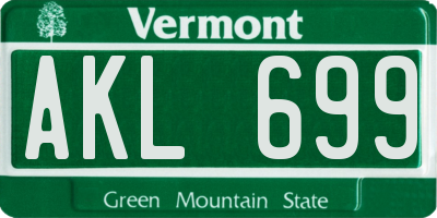 VT license plate AKL699