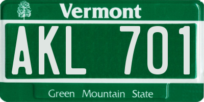 VT license plate AKL701