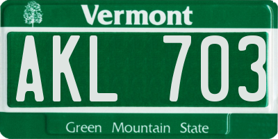 VT license plate AKL703