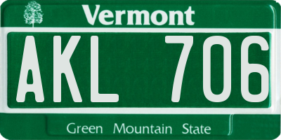 VT license plate AKL706