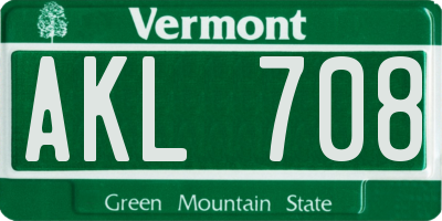 VT license plate AKL708