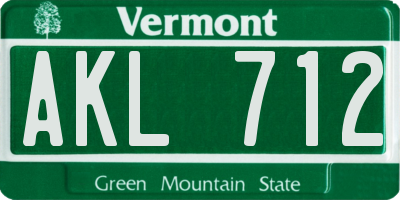 VT license plate AKL712