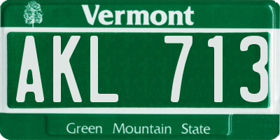 VT license plate AKL713