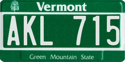 VT license plate AKL715