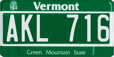 VT license plate AKL716