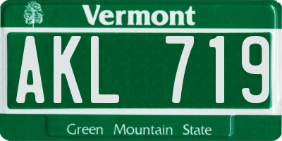 VT license plate AKL719