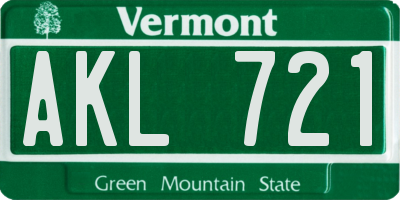 VT license plate AKL721