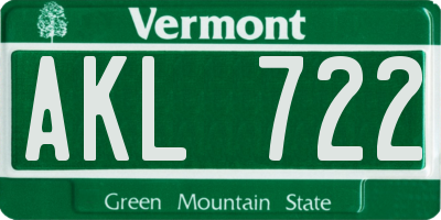 VT license plate AKL722