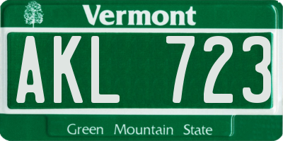 VT license plate AKL723