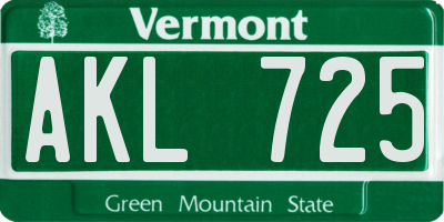 VT license plate AKL725