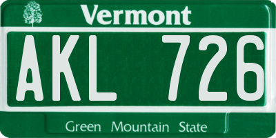 VT license plate AKL726