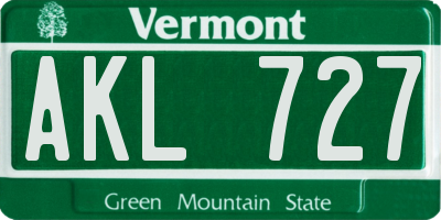 VT license plate AKL727