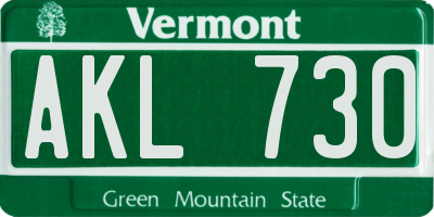 VT license plate AKL730