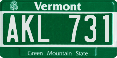 VT license plate AKL731