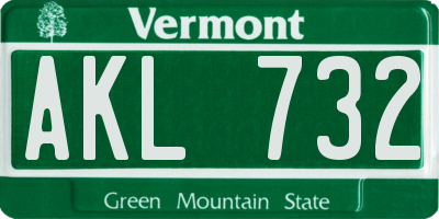 VT license plate AKL732