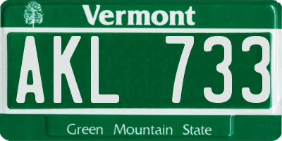 VT license plate AKL733