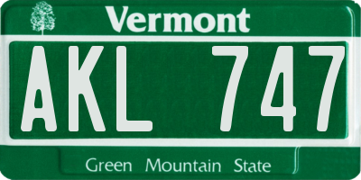 VT license plate AKL747