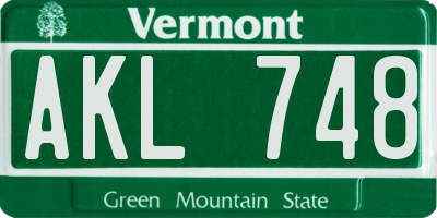 VT license plate AKL748