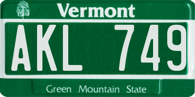 VT license plate AKL749
