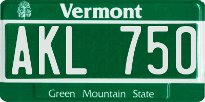 VT license plate AKL750