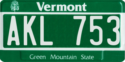 VT license plate AKL753